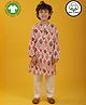 Anthrilo 100% Pure Cotton Full Sleeves Ethnic Motifs Printed Kurta & Pyjama Set - White