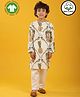 Anthrilo 100% Pure Cotton Full Sleeves Pineapples & Birds Printed Kurta & Pyjama Set - White