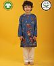 Anthrilo 100% Pure Cotton Full Sleeves Floral Printed Kurta & Pyjama Set - Blue