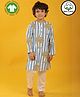Anthrilo 100% Pure Cotton Full Sleeves Striped & Palm Trees Printed Kurta & Pyjama Set - White