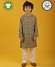 Anthrilo 100% Pure Cotton Full Sleeves Floral Printed Kurta & Pyjama Set - Green