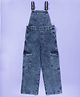 Kiddopanti Denim Woven Sleeveless Washed Dungaree - Light Rag Blue