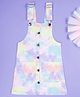 Kiddopanti Denim Woven Sleeveless Tie Dye Pinafore Dress  - Multi Colour