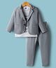 Rikidoos Full Sleeves Textured Blazer & Pant With Typography Printed Tee Set - Light Grey & White