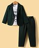 Rikidoos Full Sleeves Solid Blazer With Typography Printed Tee & Pant Set - Green & White
