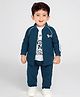 MASHUP Cotton Woven I Am Multitasker Printed Cotton Tee & Pant With Full Sleeves  Jacket Set - Blue