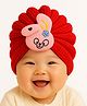 The little lookers Wool Knit Bunny Applique Detailed Turban Cap - Red - Circumference - 36 Cm
