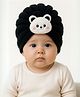 The little lookers Wool Knit Bear Applique Detailed Turban Cap - Black - Circumference - 36 Cm