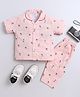 The Magic Wand Cotton Woven Half Sleeves Palm Tree  Printed Coordinating Night Suit Set - Peach