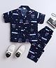 The Magic Wand Cotton Woven Half Sleeves Rainbow & Hearts Printed Coordinating Night Suit Set - Navy Blue