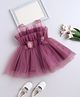 The Magic Wand Woven Sleeveless Floral Applique Detailed Dress - Mauve