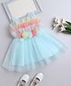 The Magic Wand Woven Sleeveless Ruffle Corsage & Floral Applique Detailed Dress - Blue
