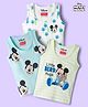 Babyhug Disney Single Jersey Knit Sleeveless Vest with Mickey Mouse Graphic Pack of 3 - Light Blue White & Light Green