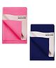 POLKA TOTS Waterproof & Reusable Baby Bed Protector Absorbent Mat Dry Sheet for New Born Infants, Pack of 2 (DarkBlue & Pink, 100 X 140 cm, Large)