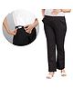 Mama & Bebe Cotton Woven Solid Maternity Pant - Black