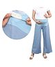 Mama & Bebe Chambray Woven Colour Blocked Maternity Flared Pant - Light Blue