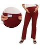 Mama & Bebe Cotton Woven Solid Maternity Pant - Maroon