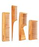Gleva Wooden Hair Comb Set Natural Neem Wood Combs for Hair Growth & Dandruff Control Pack Of 4