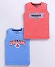 Biskid Cotton Knit Pack Of 2 Marvel Avengers Featuring Sleeveless Captain America & Spiderman Printed Tee - Red & Royal Blue