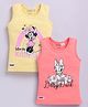 Biskid Cotton Knit Mickey & Friends Featuring Pack Of 2 Sleeveless Minnie Mouse & Daisy Duck Printed Tops - Light Gold & Peach