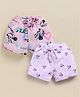 Biskid Cotton Knit Mickey & Friends Featuring Pack Of 2 Minnie Mouse Printed Shorts - Light Pink & Lavender