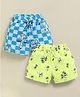 Biskid Cotton Knit Mickey & Friends Featuring Pack Of 2 Snoopy & Characters Printed Shorts - Blue & Lemon