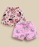 Biskid Cotton Knit Mickey & Friends Featuring Pack Of 2 Minnie Mouse Printed Shorts - Light Peach & Pink