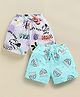 Biskid Cotton Knit Mickey & Friends Featuring Pack Of 2 Minnie Mouse Printed Shorts - White & Mint