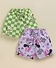 Biskid Cotton Knit Mickey & Friends Featuring Pack of 2 Minnie Mouse & Snoopy Printed Shorts - Green & Light Mauve