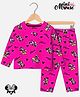 KUCHIPOO Cotton Blend Knit Mickey & Friends Featuring Full Sleeves Minnie Mouse Printed Tee & Coordinating Pant Set - Pink