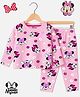 KUCHIPOO Cotton Blend Knit Mickey & Friends Featuring Full Sleeves Minnie Mouse & Daisy Duck Printed Tee & Coordinating Pant Set - Pink