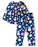 Babyhug Cotton Knit Full Sleeves Co-Ord Night Suit with Bunny & Floral  Print - Navy Blue