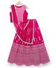 Pine Kids Woven Sleeveless Smoke Detailing Embroidered Choli & Lahenga Set With Dupatta - Pink