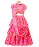 Pine Kids Woven Half Sleeves Floral Printed Choli Lehenga Set with Dupatta - White