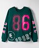 Kookie Kids Single Jersey Knit Full Sleeves Sweatshirt With Glitter Print - Dark Green