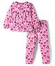 Babyhug Cotton Knit Full Sleeves Co-ords Night Suit With Floral Print - Pink