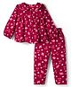 Babyhug Cotton Knit Full Sleeves Co-ords Night Suit With Floral Print - Maroon