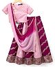 Pine Kids Woven Half Sleeves Choli Lehenga Set with Dupatta & Foil Print - Pink