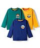 Babyhug 100% Cotton Knit Full Sleeves T-Shirt with Adventure Text Print Pack of 3 - Dark Green & Yellow Blue
