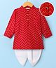 EARTHY TOUCH Single Jersey Knit Full Sleeves Kurta Dhoti With Bandhani Print - Red