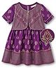 EARTHY TOUCH Single Jersey Knit Half Sleeves Ethnic Dress With Floral Foil Print - Wine