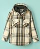 Noddy Full Sleeves Checked Hooded Zipper Shacket - Off White