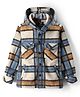 Noddy Full Sleeves Checked  Hodded Shacket - Fawn
