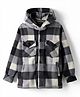 Noddy Full Sleeves Checked Hodded Shacket - Black