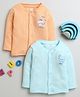 BUMZEE Cotton Knit Full Sleeves Jhablas With Animal Print Pack Of 2 - Light Blue & Orange