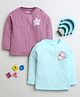 BUMZEE Cotton Knit Full Sleeves Jhablas With Stripes & Star Fish Print Pack Of 2 - Aqua & Lilac
