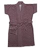 BUMZEE Terry Cotton Woven Half Sleeves Bathrobe with Stripe Design - Maroon & White