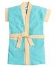 BUMZEE Terry Cotton Woven Half Sleeves Bathrobe - Mint Green & Lemon Yellow