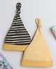 BUMZEE Interlock Knit Knot Detailing Cap with Strips & Polka Dots Mustard & Grey - Diameter 11 cm