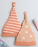 BUMZEE Interlock Knit Knot Detailing Cap with Strips & Printed Orange - Diameter 11 cm